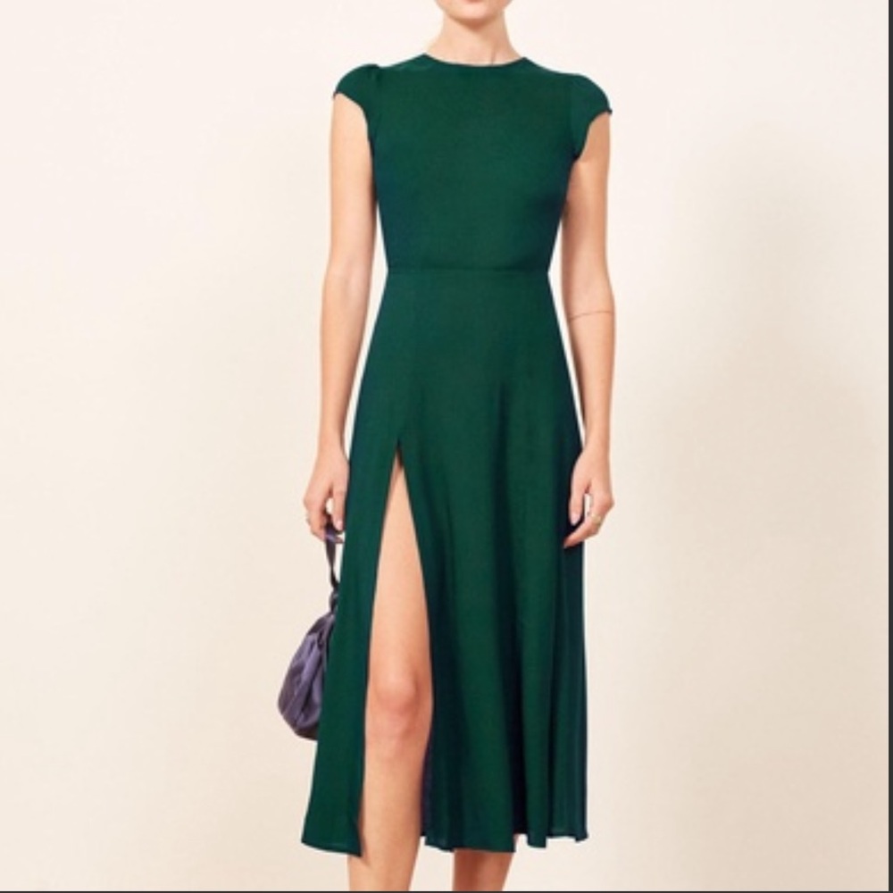 Reformation | Gavin | Emerald Green Midi Dress | Worn Once at home | Size 2 |